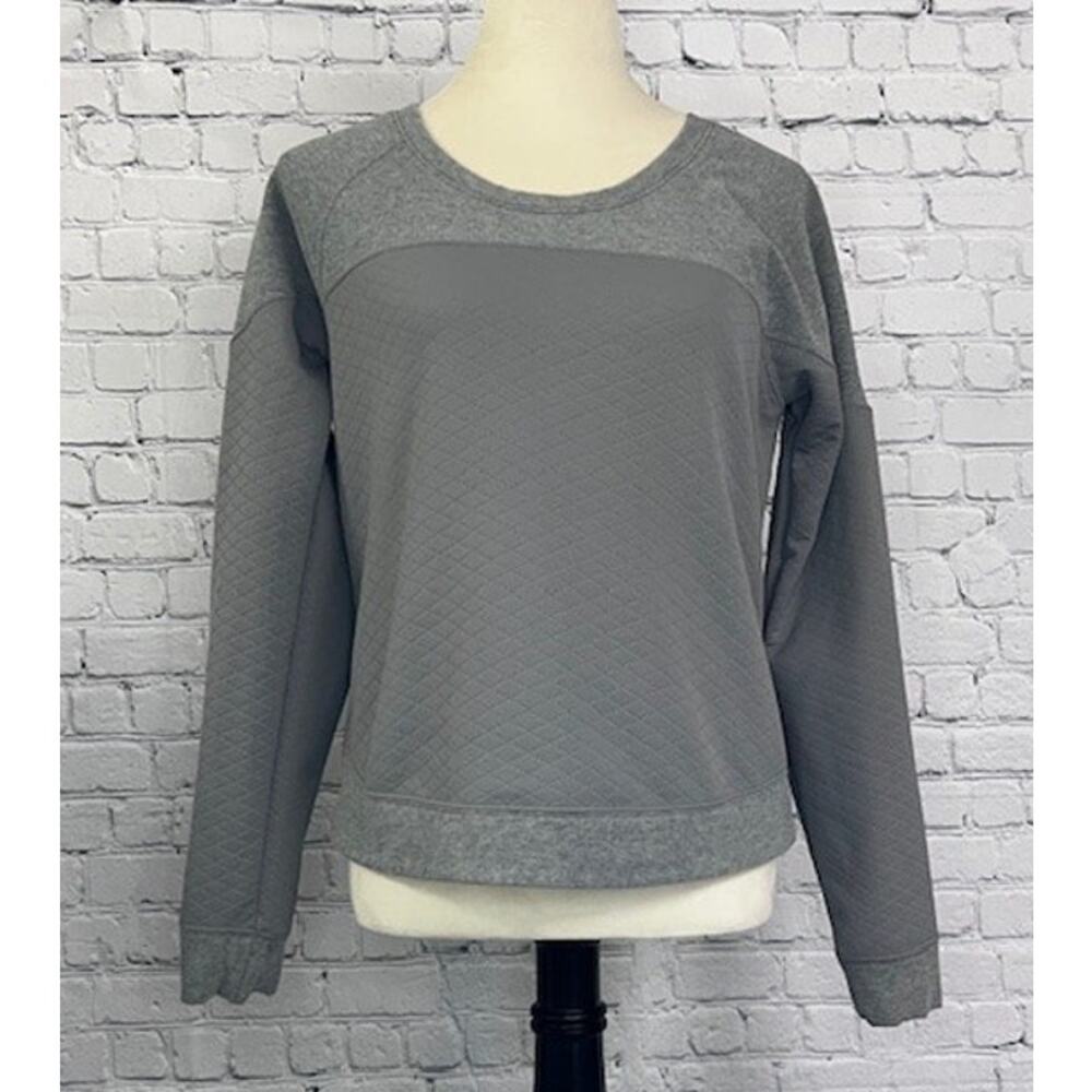 The North Face Medium Quilted Sweatshirt Gray Pullover Long Sleeve Crew Fleece